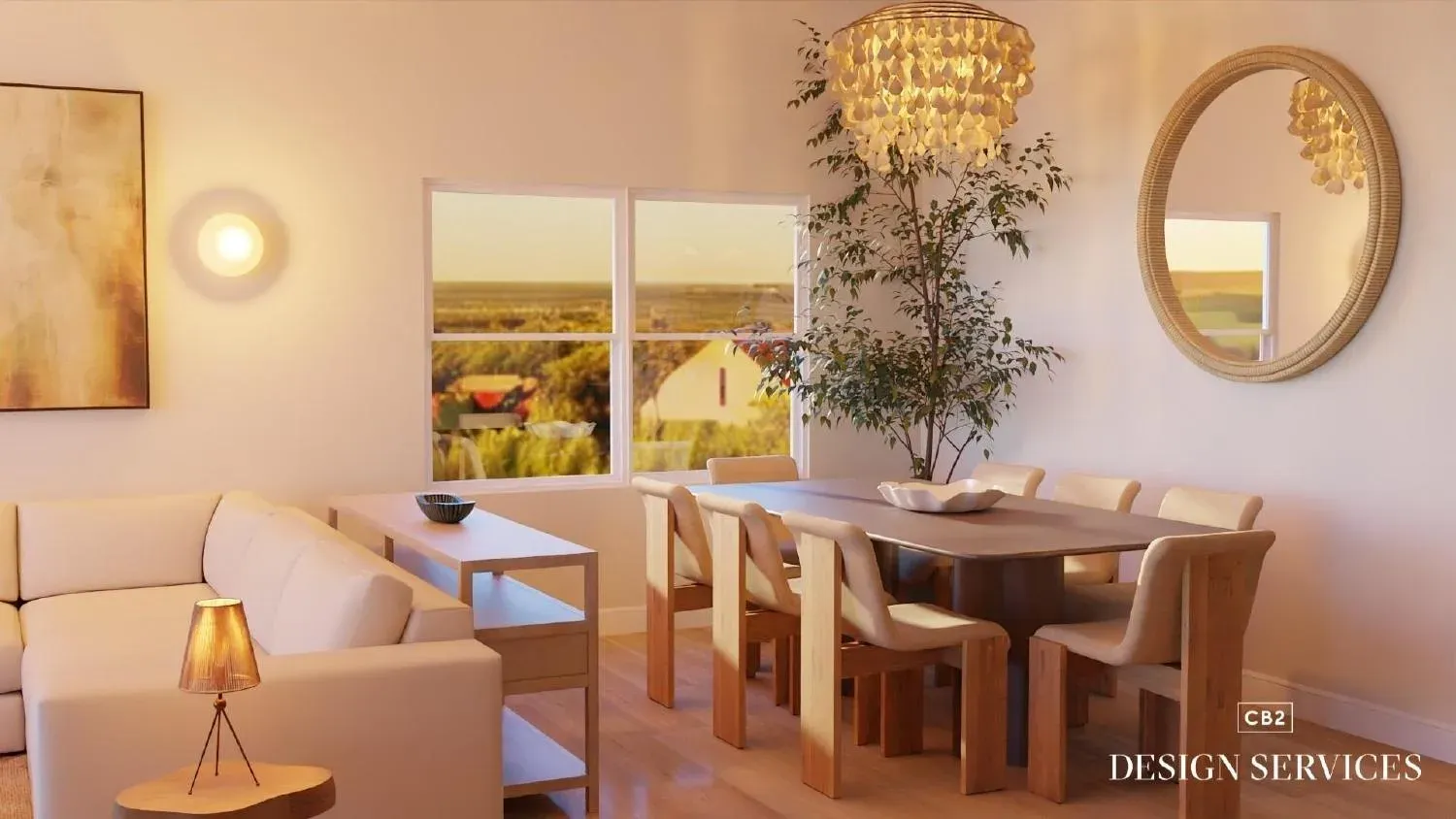 Warm transitional great room — V1 floor plan detail