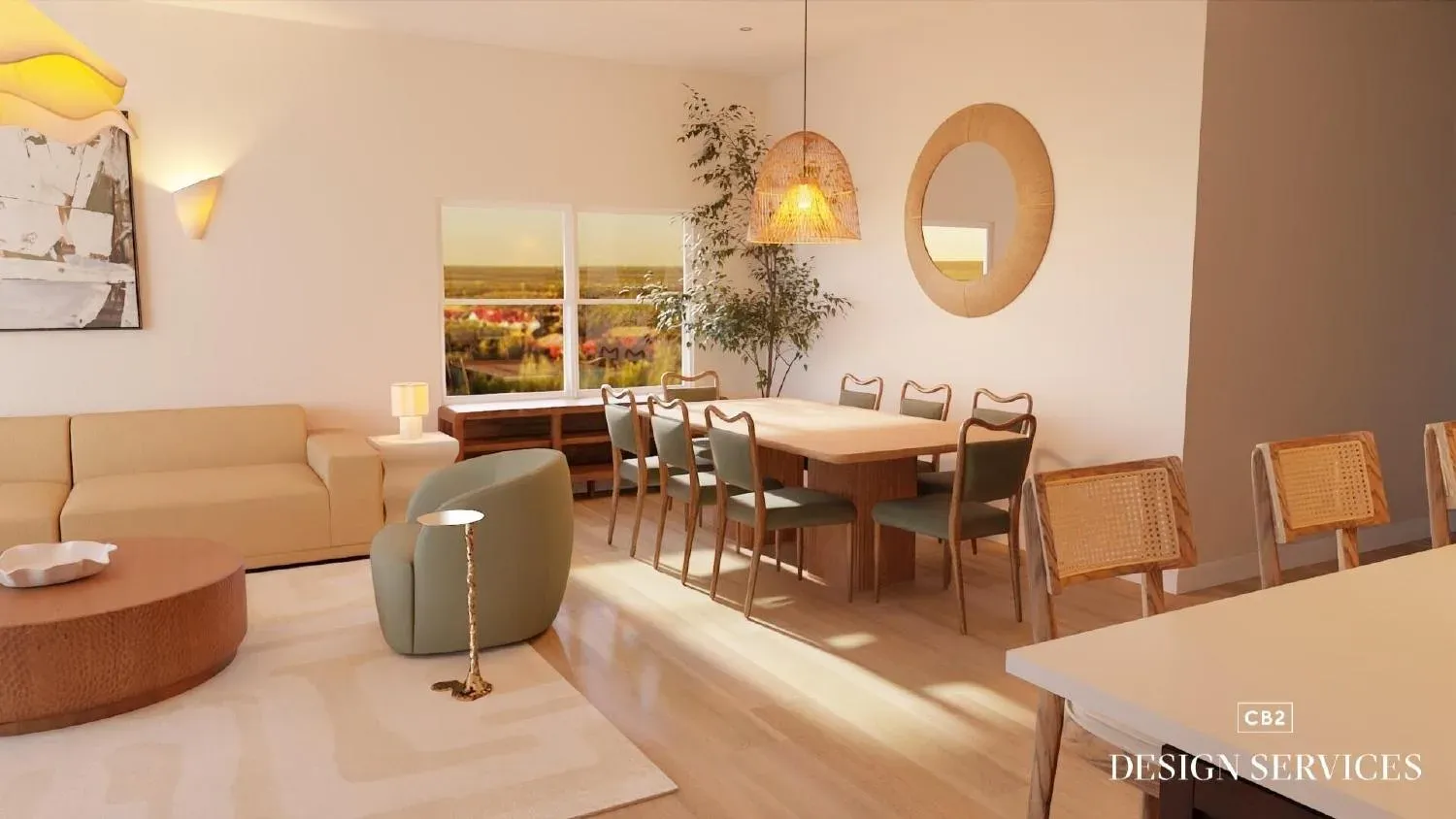 Warm transitional great room — V2 floor plan detail