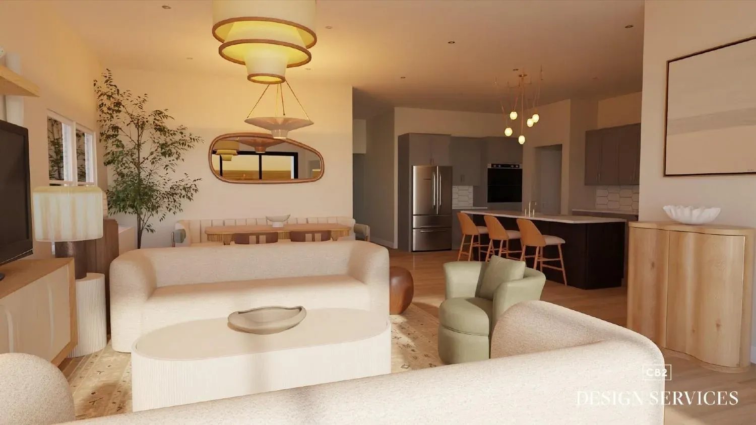 Warm transitional great room — V3 (client layout) detail