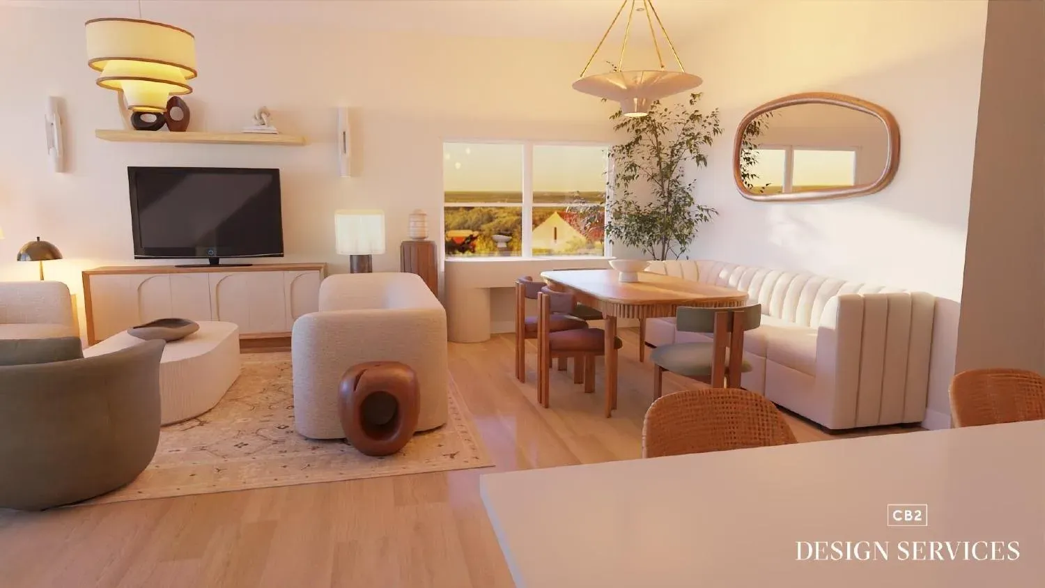 Warm transitional great room — V3 (client layout) detail