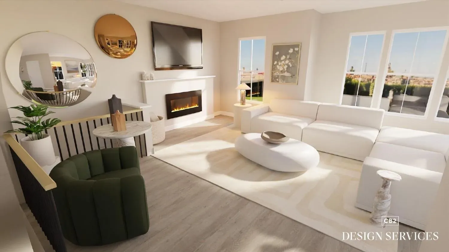 Airy neutrals living room — V1 mood detail