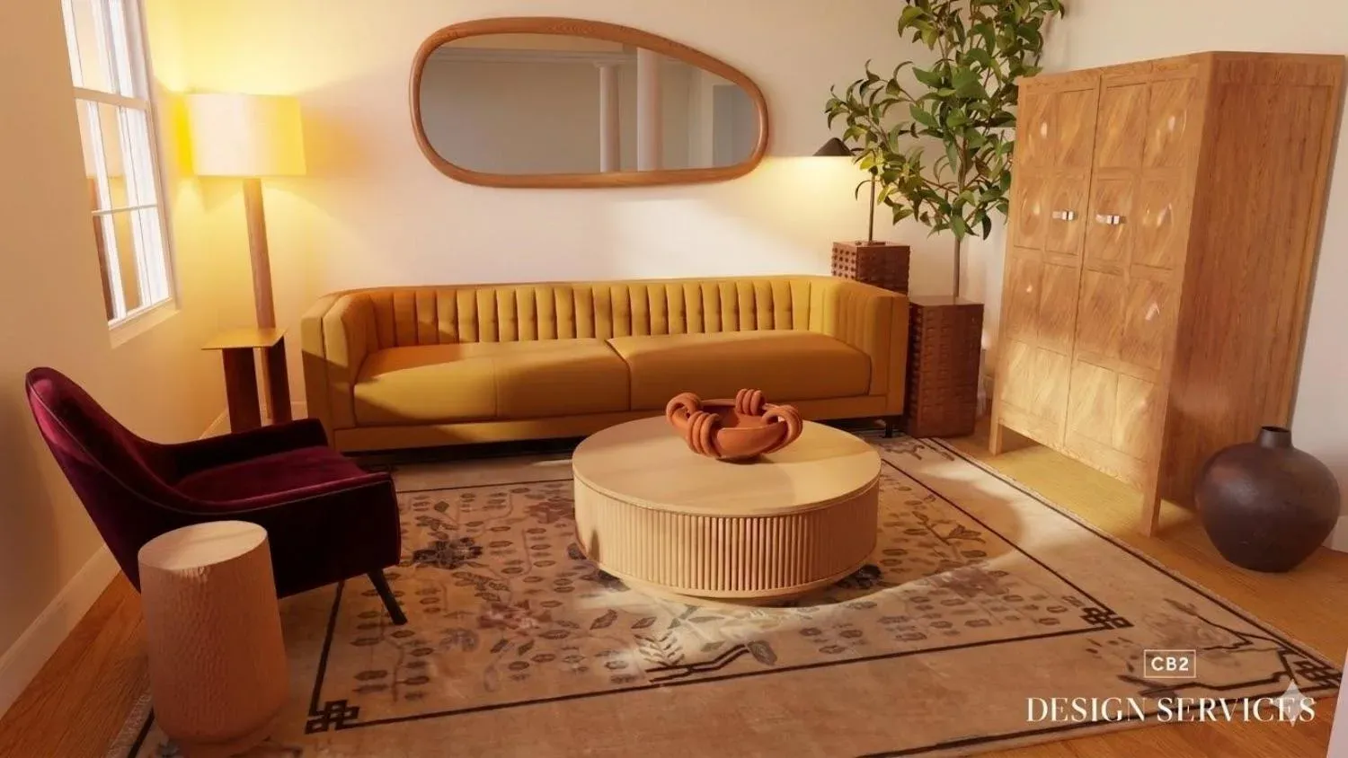 Three palettes foyer — V2 (warm) detail
