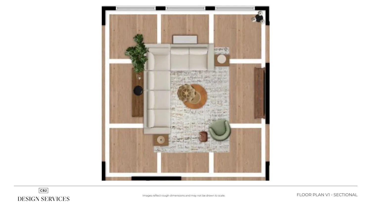 Floor plan V1 — sectional layout