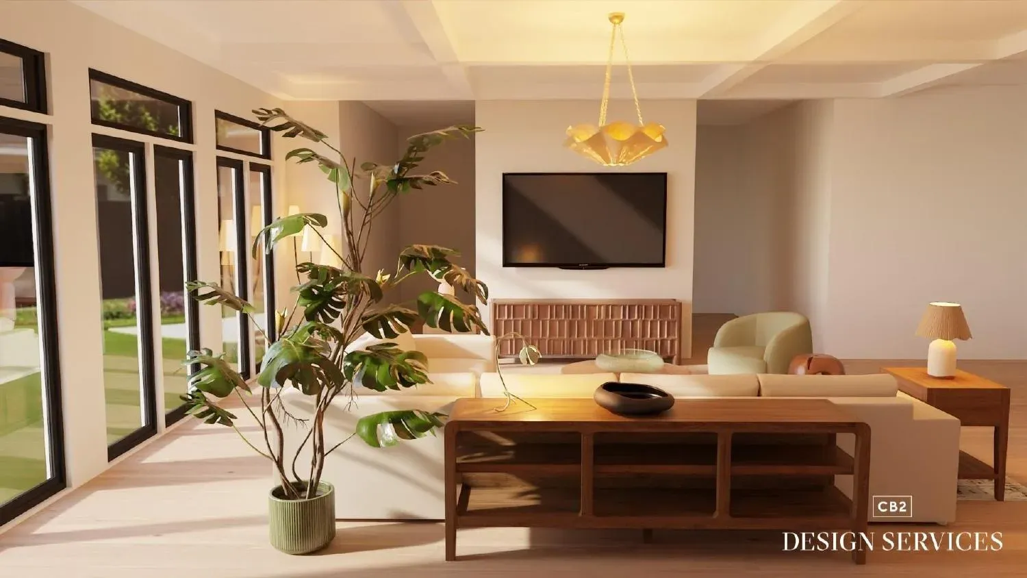 Organic modern minimalism great room — V1 (sectional) detail