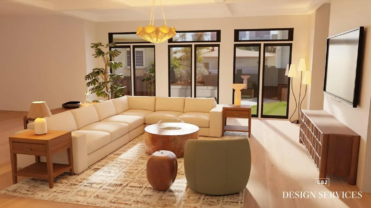 Organic modern minimalism great room — V1 (sectional) detail