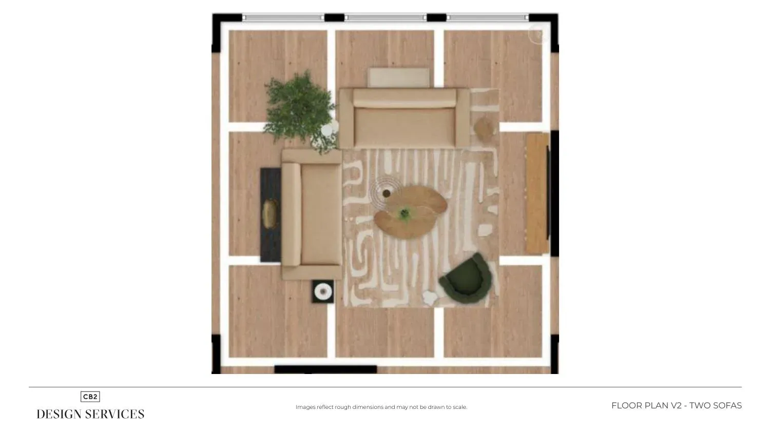 Floor plan V2 — two sofa layout