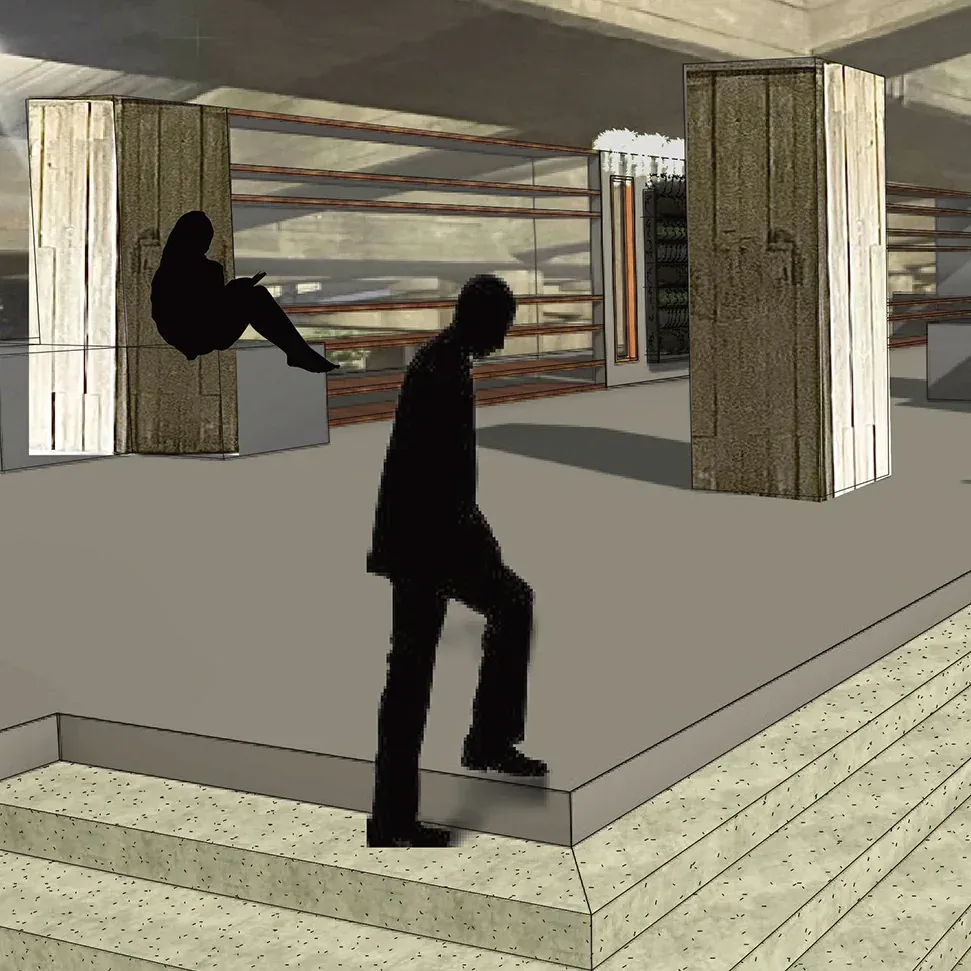 Mixed media redesign of the VCU Pollak building gathering space for the Weyanoke Association