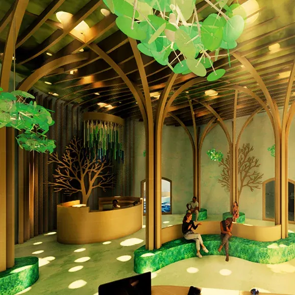 Senior thesis project rendering of a redesigned adolescent inpatient psychiatric ward
